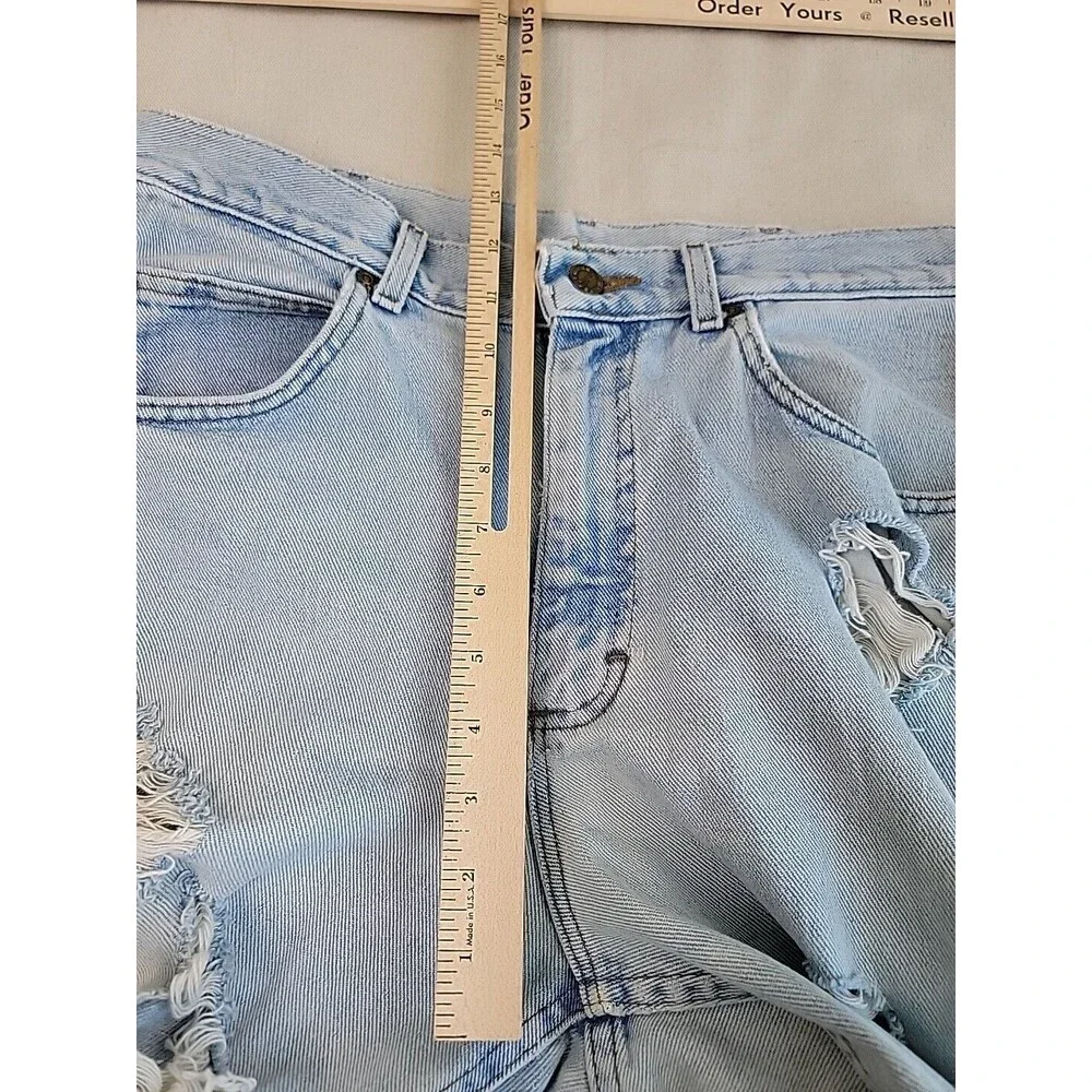 Vtg Riders Jeans Mens 34x33 * Distressed Destroyed Cotton Light Blue High Rise‎